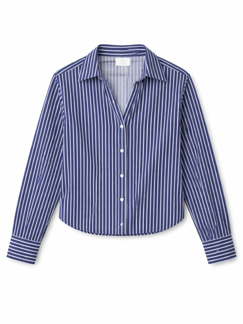 H&M Blue and White Vertical-Stripe Button Shirt